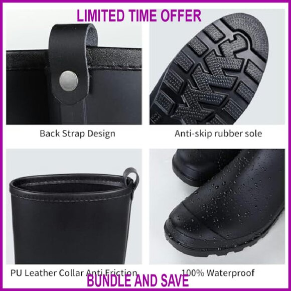 Women's Mid Calf Rain Boots Waterproof Garden Rubber EU 39 - Picture 5 of 8